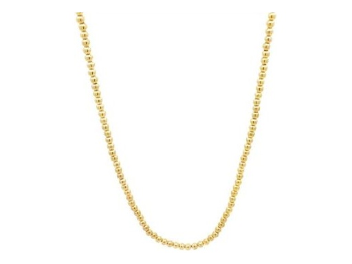 18K Yellow Gold Beaded Chain Necklace – 16.5 Inch Adjustable to 18 Inch – Elegant and Versatile Design